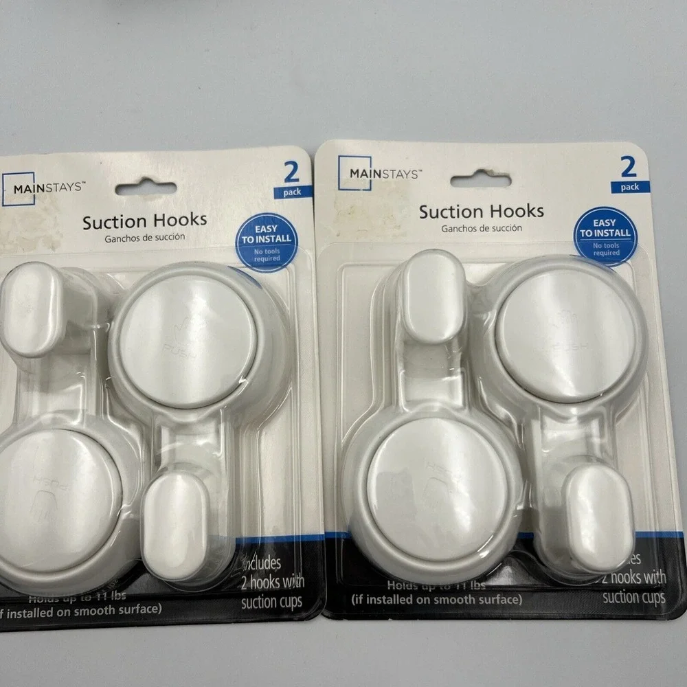 Mainstays Suction Hooks  Set of 2 Total Lot Of 2 -‎ 4 Total Pieces NEW